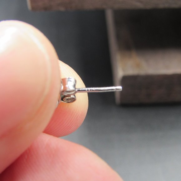 Sterling Ornate Triangle Amethyst Stud Earrings - Picture 5 of 7